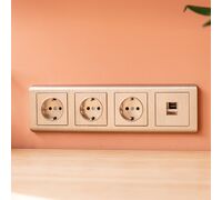 Розетка с заземлением (шампань рифленый) / W1171010