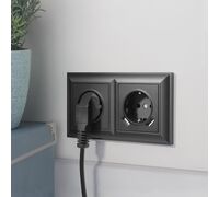 Розетка с заземлением, шторками и USBх2 (черный матовый) / W1171508