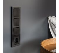 Выключатель двухклавишный проходной (черный матовый) / W1122008