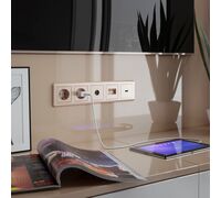 Розетка с заземлением (шампань рифленый) / W1171010