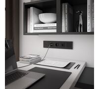 Розетка с заземлением, шторками и USBх2 (черный матовый) / W1171508