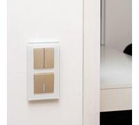 Выключатель двухклавишный с подсветкой (шампань рифленый) / W1120110