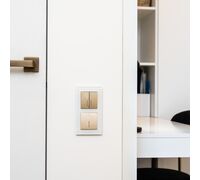 Выключатель двухклавишный с подсветкой (шампань рифленый) / W1120110