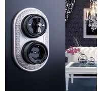 Рамка на 2 поста Retro (жемчужный, Antik Runda) / WL70-frame-02