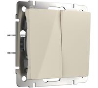Выключатель двухклавишный проходной (слоновая кость) / WL03-SW-2G-2W-ivory