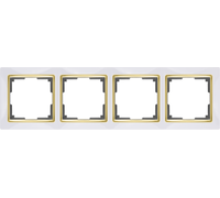 Рамка на 4 поста (белый/золото, Snabb) / WL03-Frame-04-white-GD