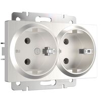 Розетка двойная с заземлением (перламутровый рифленый) / W1172013