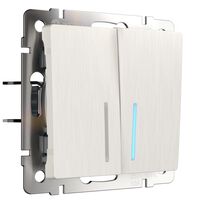 Выключатель двухклавишный с подсветкой (перламутровый рифленый) / W1120113