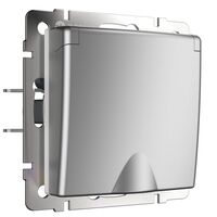 Розетка влагозащ. с зазем. с защит. крышкой и шторками (серебряный) / W1171206