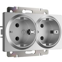 Розетка двойная с заземлением (серебряный) / W1172006