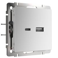 Розетка USB тип A+C (серебряный) / W1171806