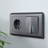 Розетка с заземлением и шторками (графит рифленый) / W1171104