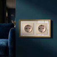 Рамка на 2 поста (белый/золотистая латунь, Baguette) / W0022853