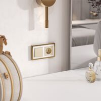 Рамка на 2 поста (белый/золотистая латунь, Baguette) / W0022853