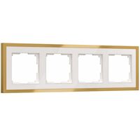 Рамка на 4 поста (белый/золотистая латунь, Baguette) / W0042853