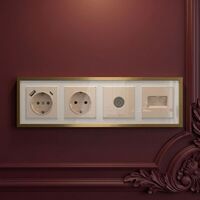 Рамка на 4 поста (белый/золотистая латунь, Baguette) / W0042853