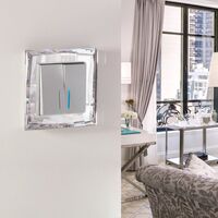 Выключатель двухклавишный с подсветкой (cеребряный рифленый) / W1120109