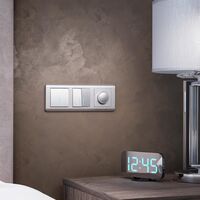 Выключатель двухклавишный с подсветкой (cеребряный рифленый) / W1120109