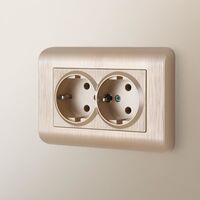 Розетка двойная с заземлением (шампань  рифленый) / W1172010