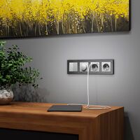 Розетка с заземлением, шторками и USBх2 (серебряный) / W1171506