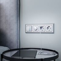 Выключатель двухклавишный с подсветкой (серебряный) / W1120106