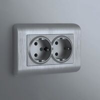 Розетка двойная с заземлением (серебряный  рифленый) / W1172009