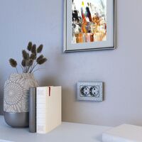 Розетка двойная с заземлением (серебряный, Hammer) / W1272006