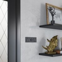 Выключатель двухклавишный проходной (черный, Hammer) / W1222008