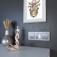 Выключатель двухклавишный проходной с подсветкой (серебряный, Hammer) / W1222106