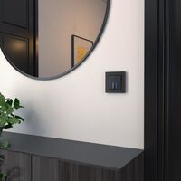 Выключатель двухклавишный с подсветкой (черный, Hammer) / W1220108