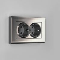Розетка двойная с заземлением (глянцевый никель) / W1172002