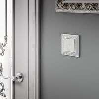 Выключатель двухклавишный с подсветкой (перламутровый рифленый) / W1120113