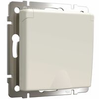 Розетка с заземлением и шторками c крышкой IP44 (айвори матовый) / W1171262