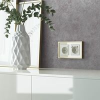 Рамка на 2 поста (айвори/латунь, Baguette) / W0022851