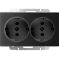 Розетка двойная с заземлением (черный матовый) / W1172008