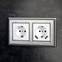 Розетка с заземлением, шторками и USBх2 (белый) / W1171501