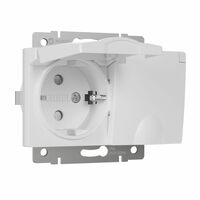 Розетка двойная влагозащ. с зазем. с защит. крышками и шторками (белый) / W1172201