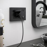 Розетка двойная влагозащ. с зазем. с защит. крышками и шторками (черный матовый) / W1172208