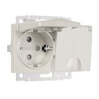 Розетка двойная влагозащ. с зазем. с защит. крышками и шторками (перламутровый рифленый) / W1172213