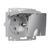 Розетка двойная влагозащ. с зазем. с защит. крышками и шторками (серебряный) / W1172206