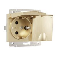 Розетка двойная влагозащ. с зазем. с защит. крышками и шторками (шампань рифленый) / W1172210