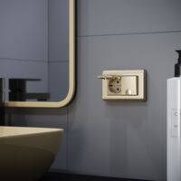 Розетка двойная влагозащ. с зазем. с защит. крышками и шторками (шампань рифленый) / W1172210