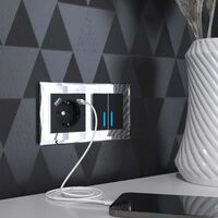 Розетка с заземлением, шторками и USB тип A+C (черный) / W1171708