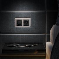 Розетка с заземлением, шторками и USB тип A+C (черный) / W1171708