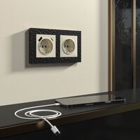 Розетка с заземлением, шторками и USB тип A+C (слоновая кость) / W1171703