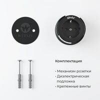 Розетка с заземлением Vintage (черный матовый/хром) / W5871051