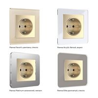 Розетка с заземлением и шторками (шампань рифленый) / W1171110
