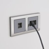 Розетка телефонная RJ-11 и Еthernet RJ-45 (серо-коричневый) / WL07-RJ11+RJ45