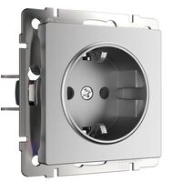Розетка с заземлением и шторками (серебряный матовый) / W1171165