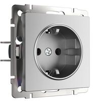 Розетка с заземлением (серебряный матовый) / W1171065